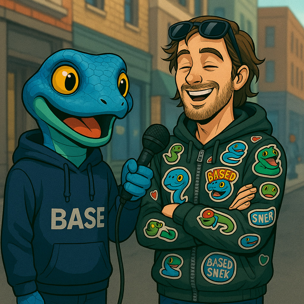 Based Snek interviewing a man